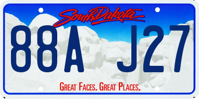 SD license plate 88AJ27
