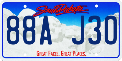 SD license plate 88AJ30