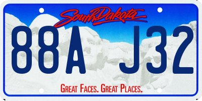 SD license plate 88AJ32