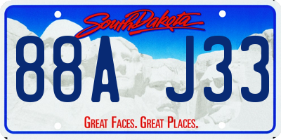 SD license plate 88AJ33