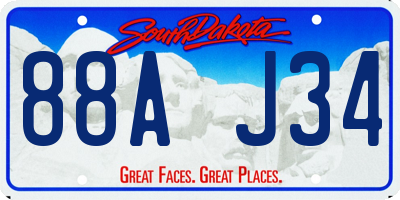 SD license plate 88AJ34