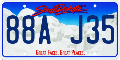 SD license plate 88AJ35