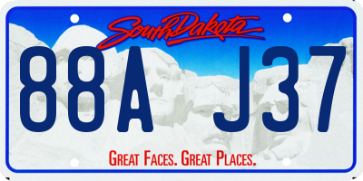 SD license plate 88AJ37
