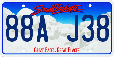 SD license plate 88AJ38