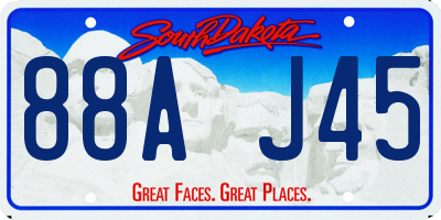 SD license plate 88AJ45