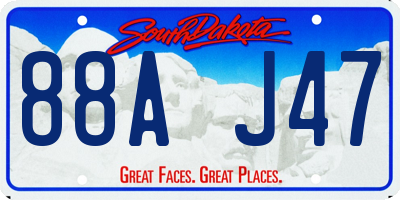 SD license plate 88AJ47
