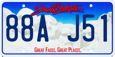 SD license plate 88AJ51