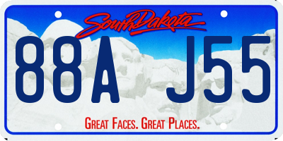 SD license plate 88AJ55