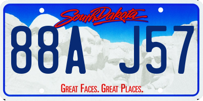 SD license plate 88AJ57