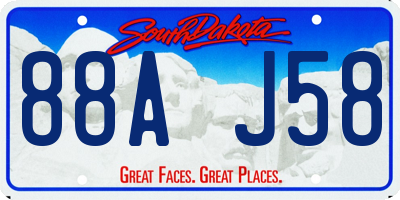 SD license plate 88AJ58