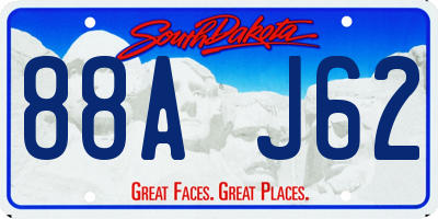 SD license plate 88AJ62