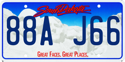 SD license plate 88AJ66
