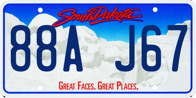 SD license plate 88AJ67