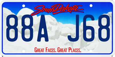 SD license plate 88AJ68