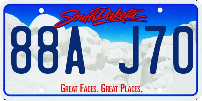 SD license plate 88AJ70