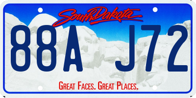 SD license plate 88AJ72