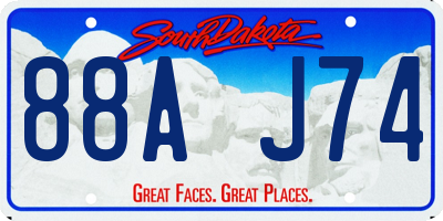 SD license plate 88AJ74