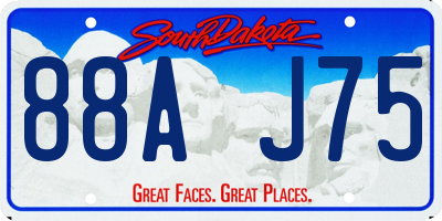 SD license plate 88AJ75