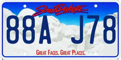 SD license plate 88AJ78