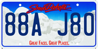 SD license plate 88AJ80