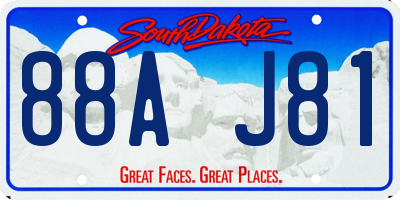 SD license plate 88AJ81