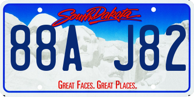 SD license plate 88AJ82
