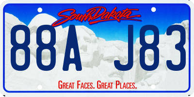SD license plate 88AJ83