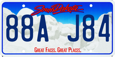 SD license plate 88AJ84