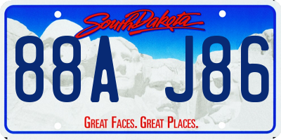 SD license plate 88AJ86