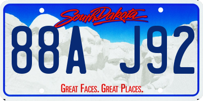 SD license plate 88AJ92