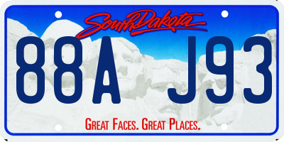 SD license plate 88AJ93