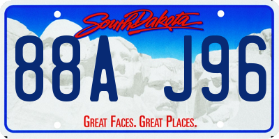 SD license plate 88AJ96