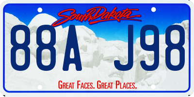 SD license plate 88AJ98
