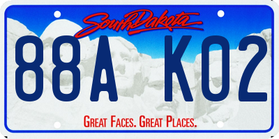 SD license plate 88AK02