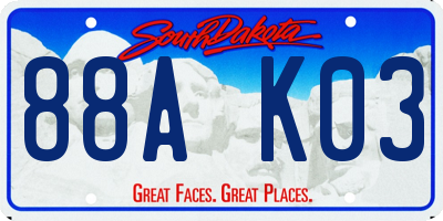 SD license plate 88AK03