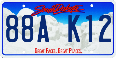 SD license plate 88AK12