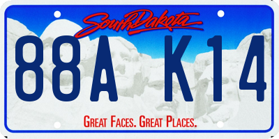 SD license plate 88AK14