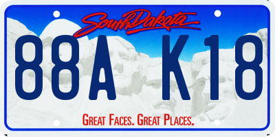 SD license plate 88AK18