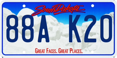 SD license plate 88AK20