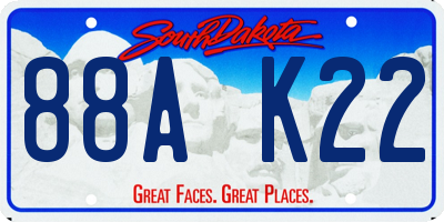 SD license plate 88AK22