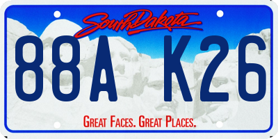 SD license plate 88AK26