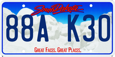 SD license plate 88AK30
