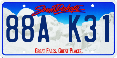 SD license plate 88AK31