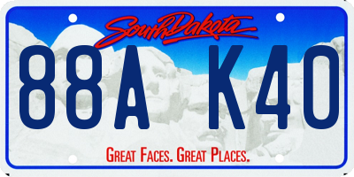 SD license plate 88AK40
