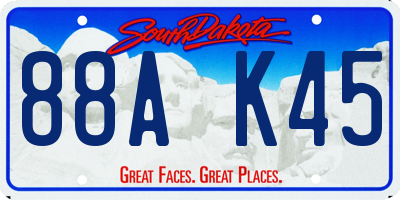 SD license plate 88AK45