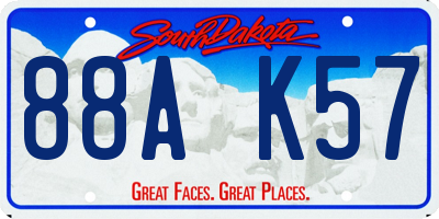 SD license plate 88AK57