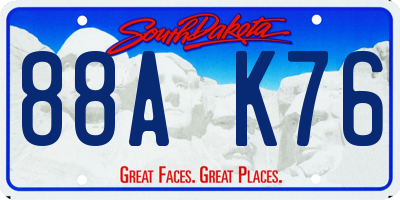 SD license plate 88AK76