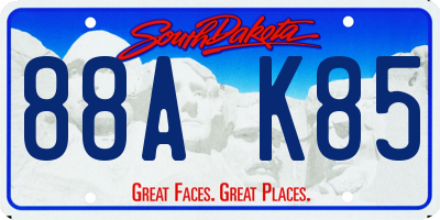SD license plate 88AK85