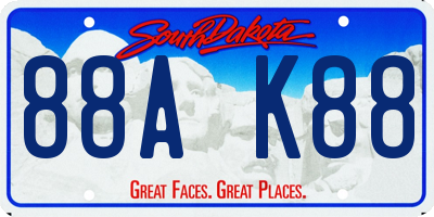 SD license plate 88AK88