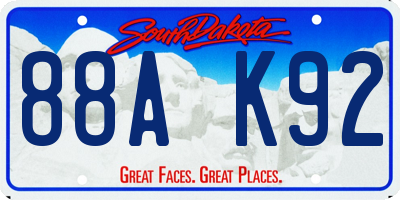 SD license plate 88AK92